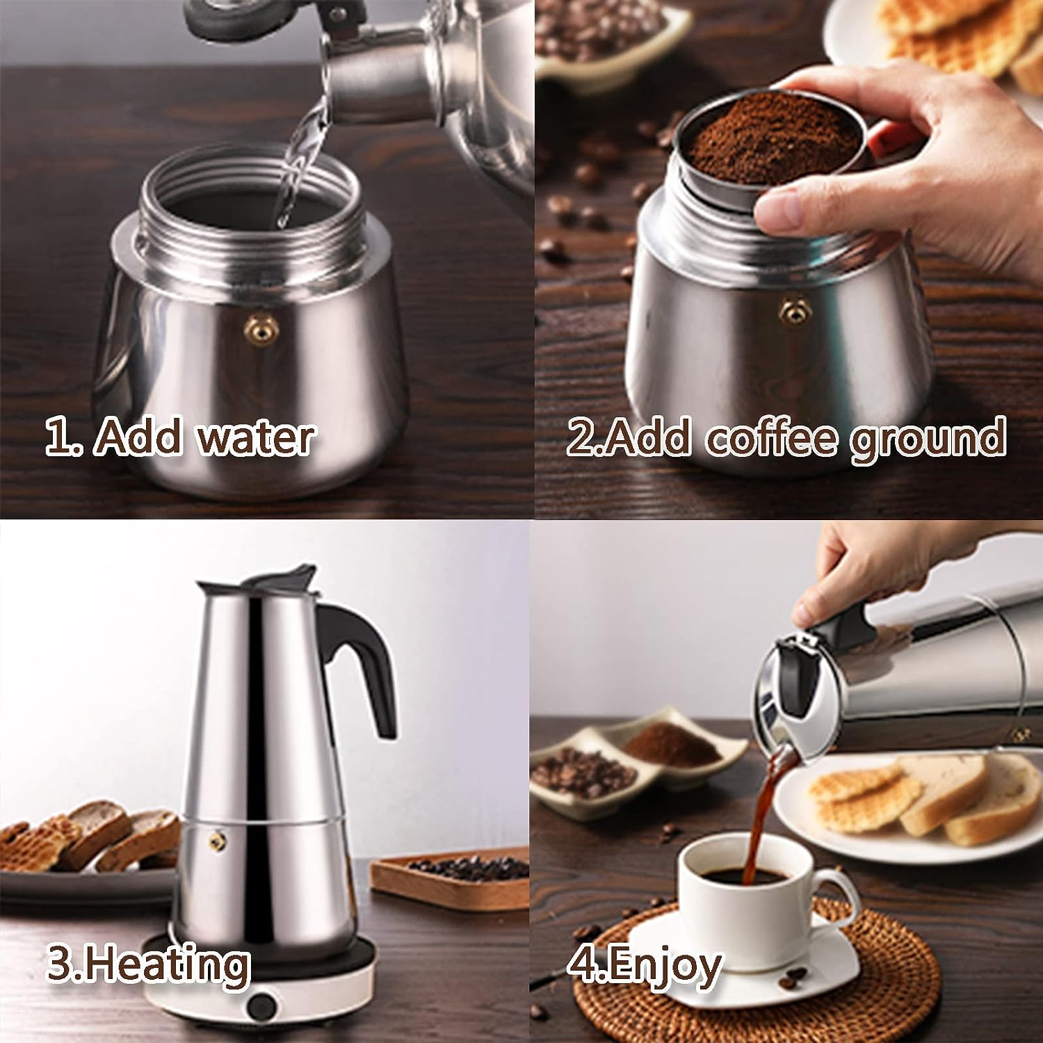 4/6/9 Cups Moka Pot Caffe Mach - огляд і ціна Coffee Equipment Wdt